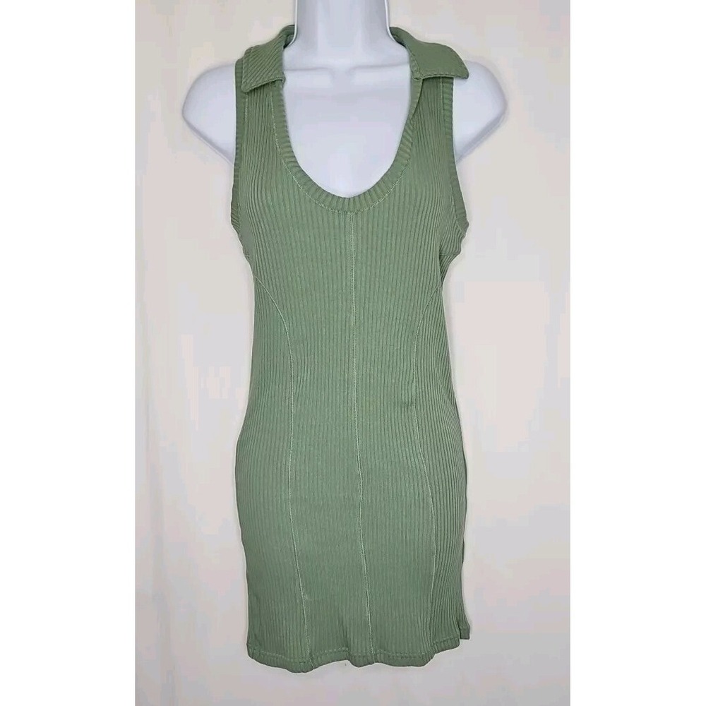 BDG Women's Green Ribbed Bodycon Sleeveless Mini Dress Size Medium NWOT